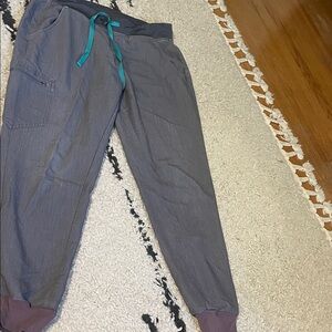 Figs Gray Joggers with Teal Accents